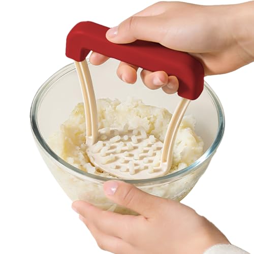 Triturador de patatas – Triturador de alimentos – Agarre antideslizante, resistente, ergonómico, apto para lavavajillas, prensa de 5.12 pulgadas para cocinar verduras y aguacate