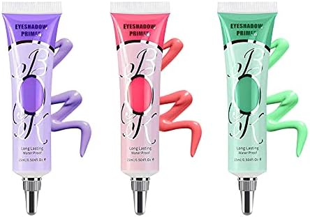 LOKFAR 3 Pack Matte Eyeshadow Primer for Oily Lids No Crease Violet Green Pink Color Eye Makeup Eye Primer Base Waterproof & Smudge-proof & Long Lasting Cream Liquid Eye-shadow for All Shadows (Set D)