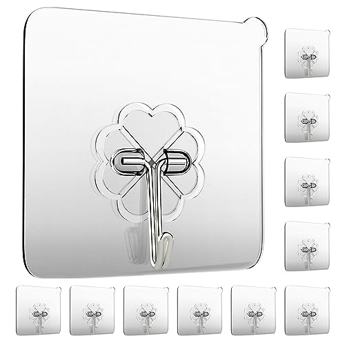 GEPUTING 10 Pièces Crochet Adhésif, Transparent Pour Accroche Sal...