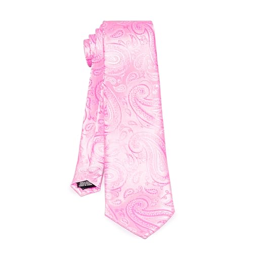 Image of 5PCS Tie and Pocket Square for Men, Silk Necktie and Handkerchief Cufflinks with Gold Ring and Lapel Pin Set