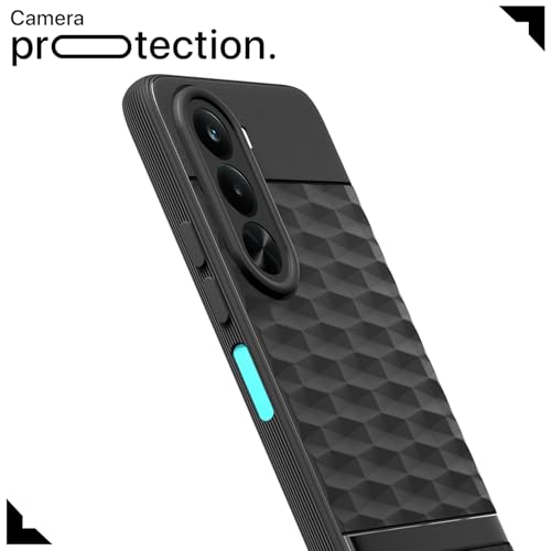 Image of Pikkme Back Cover for Realme P4x 5G Camera Protection 3D Hexa Cube Design Silicone Protective Bumper Case (Black)