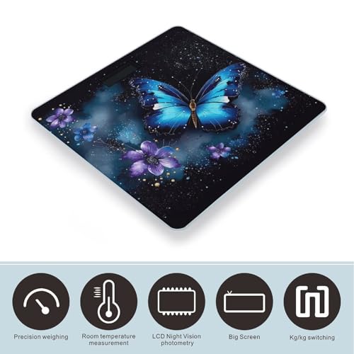 Báscula digital Galaxy azul mariposa para baño miniatura 3