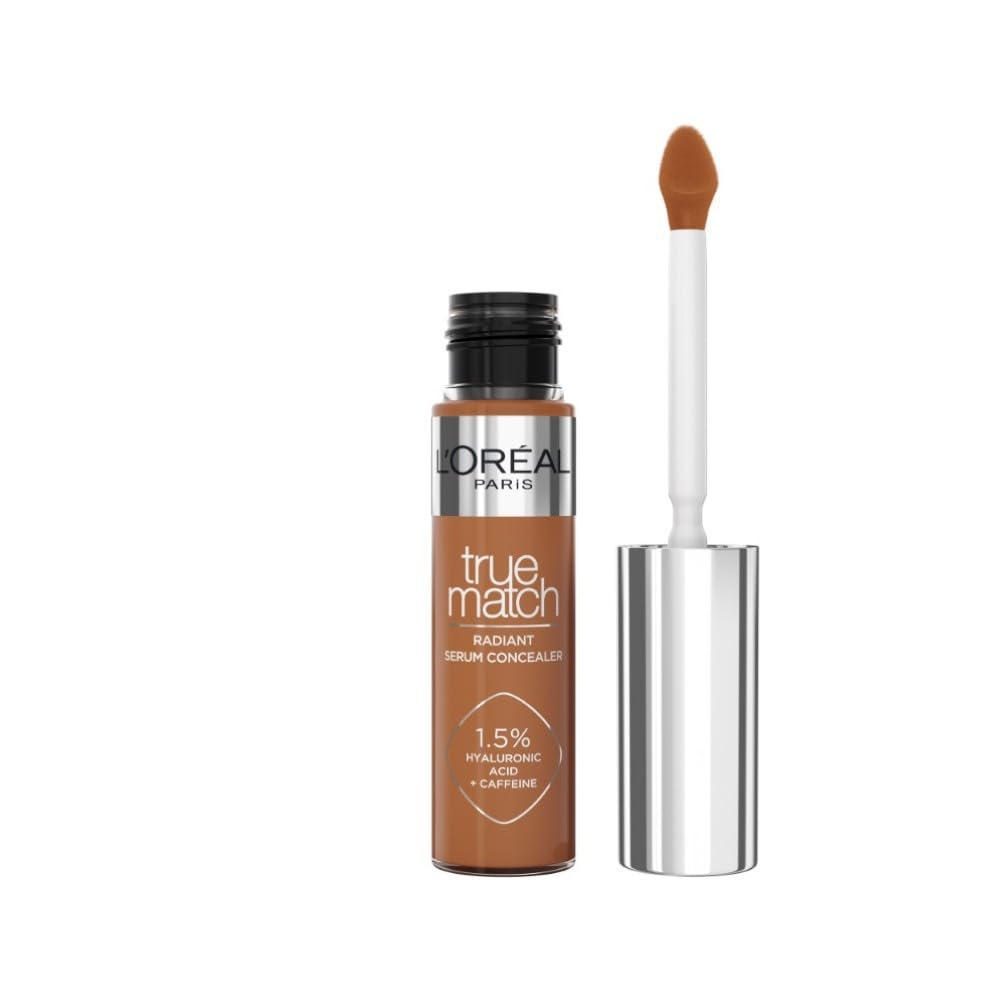 L'Oréal Paris Serum Concealer, Medium Coverage, Radiant Finish, With 1.5% Hyaluronic Acid and Caffeine, True Match, 10D, 10ml
