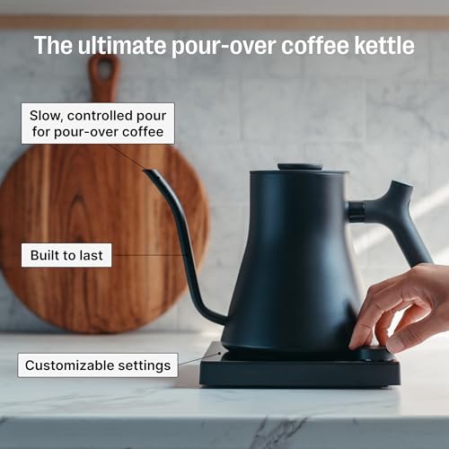 Image of Fellow Stagg EKG Pro Studio Gooseneck Electric Kettle, 0.9 Liter | For Pour-Over Coffee & Tea, Stainless Steel, Temperature Control, WiFi, Brew Timer, Scheduling, Matte Black