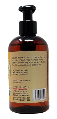 Verdana Organic Golden Jojoba Oil – 8 fl oz with Pump - USDA, Non-GMO - Cold Pressed, Unrefined, Hexane Free - Bulk, Moisturizing Oil for Skin, Body, Face, Hair, Scalp, Nails and Cuticles