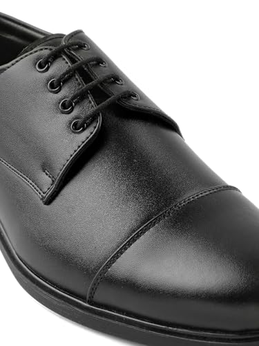 Image of Liberty Fortune HML-13E Men's Formal Oxford Shoes - Black, Brown - Synthetic Leather Lace-Up with Cushioned Footbed - Stylish Office Footwear - Comfortable and Lightweight