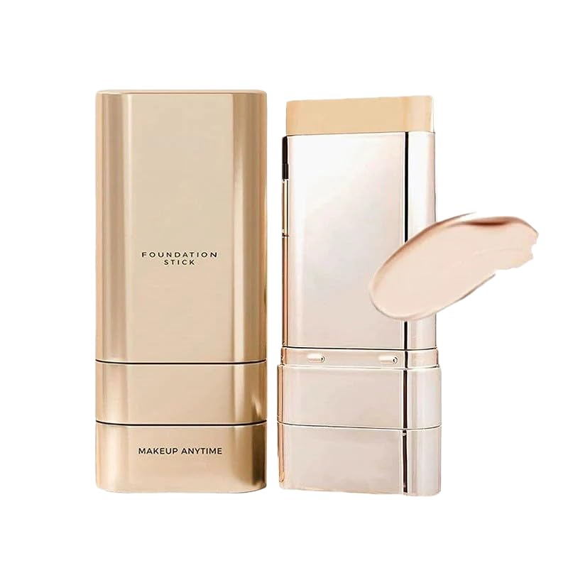 Flawless & Long-Lasting Dual-Ended Foundation Stick, 2-In-1 Contouring Foundation Full Coverage Cream Built-In Sunscreen, Lightweight Brighten Stick for Flawless Finish All Skin Types (#1)