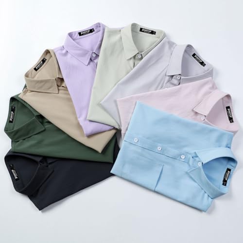 Image of JEMITOP Mens Stretch Wrinkle Free Texture Shirts
