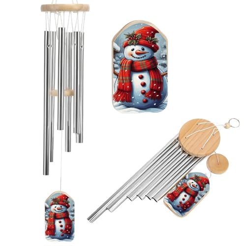 Outdoor Wind Chimes, Red Snowman Scraf Printed Wind Chimes,Simple Wind Chimes,Curtain Wind Chimes for Home Decoration