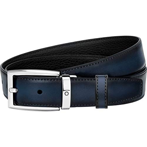 Montblanc Mens Black/Blue Reversible Cut-To-Size Business Belt 123899