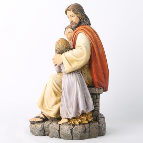 Estatua religiosa de Jesús con niños 8.8 pulg miniatura 6