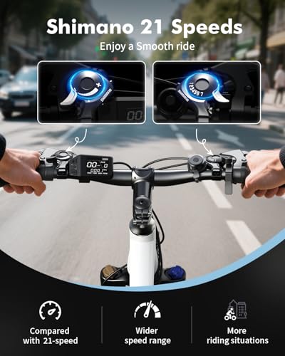 Image of Qlife Electric Bike for Adults /Teens Racer, 20+MPH 21-Speed Peak 1200W Brushless Motor Adult Electric Bicycles, 48V 10.4Ah Removable Battery Mountain Ebike, Up to 55 Miles, 27.5X2.1 Tire E Bike