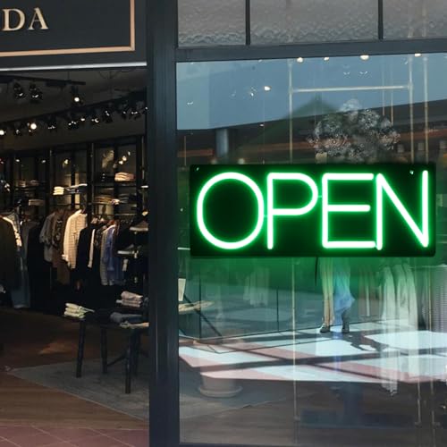 Image of 22 Inch Ultra Bright LED Neon Open Sign, Green, Modern, Attention-Grabbing, Business Signage