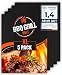 Linda's Essentials Große BBQ Grillmatte für Gasgrill, Elektro und Holzkohle (5er Pack) - Wiederverwendbare, hitzebeständige Grillmatten für Holzkohle, Teflon Grillmatte, 50 x 40cm (Black)