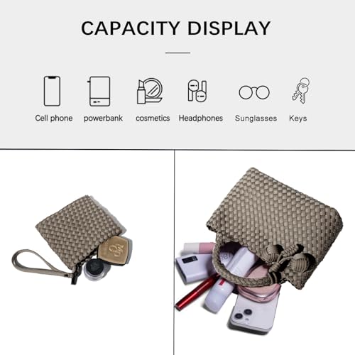 Image of Woven Tote Bag for Women with Coin Purse, Foldable Chain Small Crossbody Handbags, Fashion Shoulder Bag, Hobo Satchel