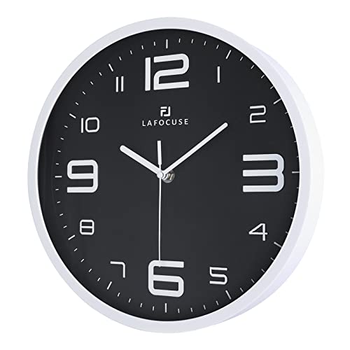 Lafocuse-Horloge-Murale-Noire-Silencieuse-Moderne-Pendule-Murale-Grande-Chiffres-3D-pour-Chambre-Cuisine-Salle-de-Bain-Salon-30cm