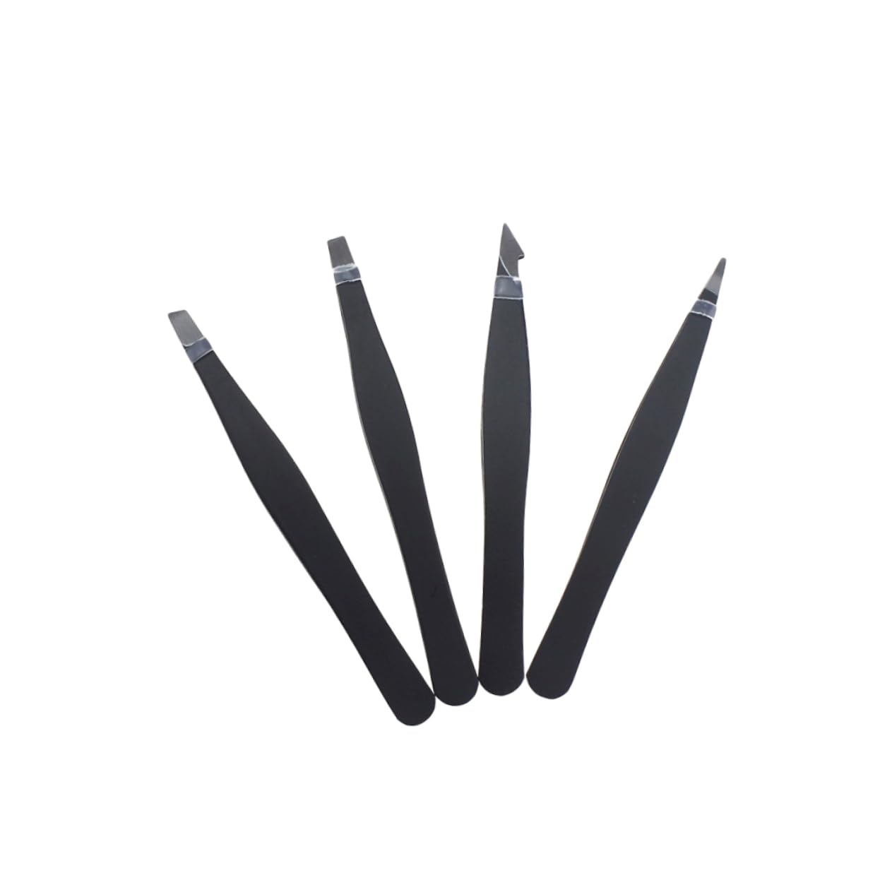 FOMIYES 4pcs Professional Eyebrow Tweezers Stainless Tools with Slant Flat and Pointed Tips for Eyebrow Shaping and Ingrown Hair Removal Portable Storage Bag Included Black