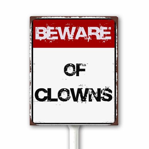 Halloween Yard Sign Beware of Clowns Danger Keep Out Do Not Trespssing Home Outdoor Lawn Decoration With Metal Stake 20x30 CM Scary Spooky Decor for Outside, Sturdy Aluminum Rust Free
