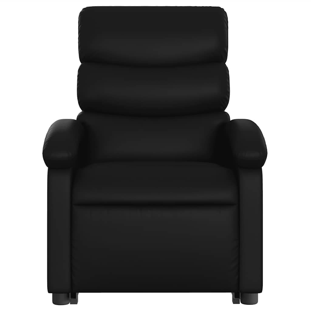 Sillón elevador reclinable con masaje de 6 puntos, función de elevación eléctrica y marco estable de piel sintética negra, asiento cómodo y asa de reclinación manual
