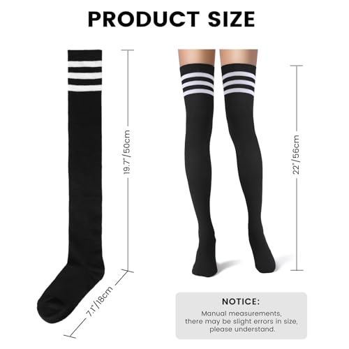 Image of Trifabricy Thigh High Socks for Women, Warm Over Knee High Socks, Extra Long Striped High Boot Stockings for Daily Wear