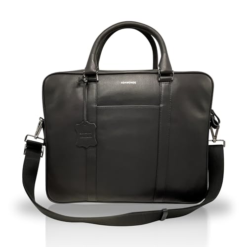 Image of Laptop Bag Multiple Compartment & Pockets 100% Genuine Leather - Briefcase for Men and Women, Travel Messenger Bag