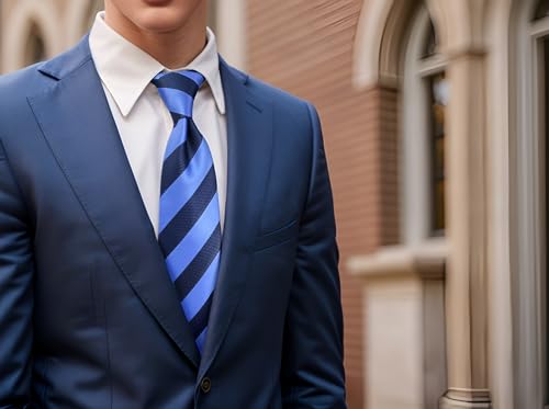 S&W SHLAX&WING Necktie for Men Striped Ties Green Yellow Blue for Business Suits