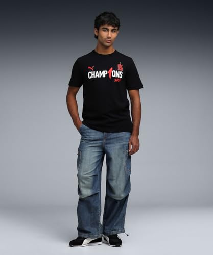 Image of Puma Men Cotton Letter Print Regular Fit Tees
