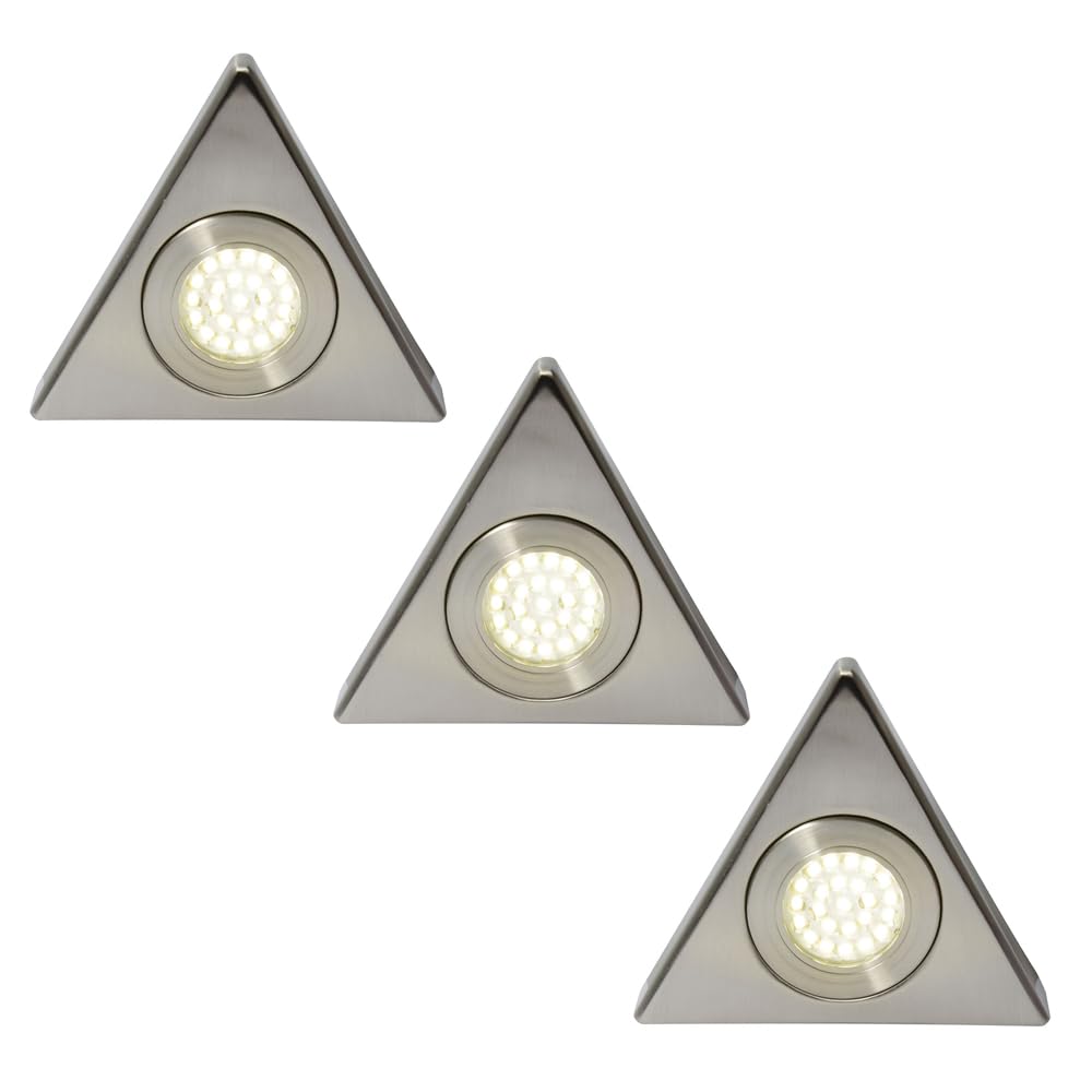 Litecraft Cool White Under Cabinet Light Triangular In Nickel - 3 Pack Clearance