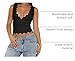 REORIA Womens Summer Tops Sexy V-Neck Sleeveless Double Lined Fashion Going Out Y2K Tank Tops Trendy Lace Slimming Crop Tops for Teen Girls Black Medium