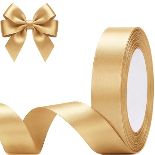 20mm Wide Gold Ribbon Yiduohua 22M Ribbons for Gift Wrapping Gift Wrap Ribbons for Crafting Halloween & Christmas Wedding & Valentines Day Decoration