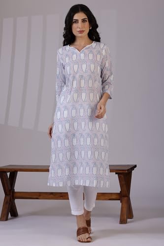 Image of W for Woman Schiffli Embroidered Straight Rayon Kurta