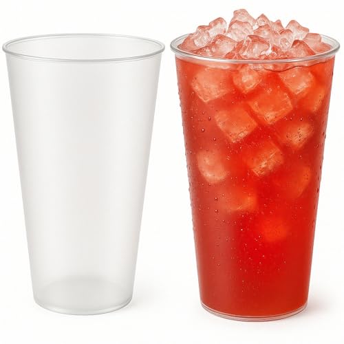 Commerline 100 Stück Cocktailbecher 0 5 l Mehrweg Trinkbecher Wiederverwendbare Cocktailgläser aus PP Bruchsicher Spülmaschinenfest Hartplastik Becher Transparent Plastikbecher Kunststoffbecher