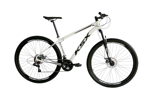 Bicicleta Bike Aro 29 MTB Alumínio KSX SD7 21V Marchas Index Cabeamneto Interno Unissex (BRANCA BRILHO (ADS PRETO), 19)