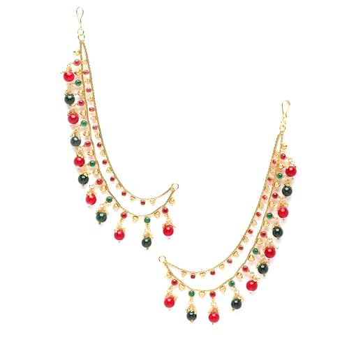 ZENEME Women's Golden Gold Plated Long Hair Chain Jewellery Earring