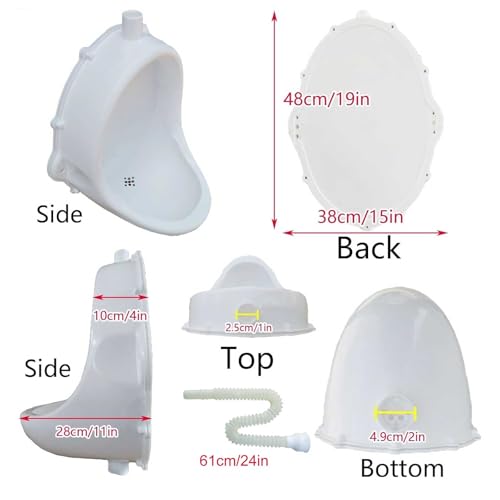 Urinal para hombres de plástico, montaje en pared, simple, con manguera, multipropósito para baño, obra temporal, escuela y exterior miniatura 2