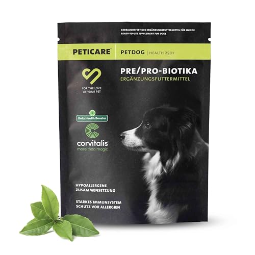 Chien Prebiotiques & Probiotiques – système immunitaire Fort, nettoie intestins, Flore intestinale, soulage sensibilité Allergies, complément Alimentaire Naturel – petDog Health 2501