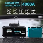 4000A Peak Car Jump Starter Lithium Ion Battery Booster Pack for Cars Trucks SUVs (Gas up to14L, Diesel 12.8L) Portable Emergency Power Bank with USB-C QC3.0, LED Light, Safety Protection