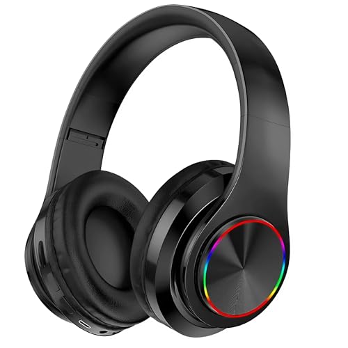 EZONEDEAL V5.0 Wireless Headphones - Over Ear Volume Control Memory Earmuffs with Mic and Hi-Fi Sound Stereo, Gaming Headphones Wireless for PC (Black)