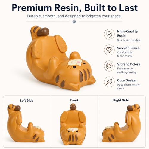 Image of ZORBES Resin Cat Figurine Phone Stand Holder, Sturdy Design to Hold Smartphones Without Tipping, Cute Mobile Stand for Desk, Gift for Cat Lovers, Desk Decor Accessory