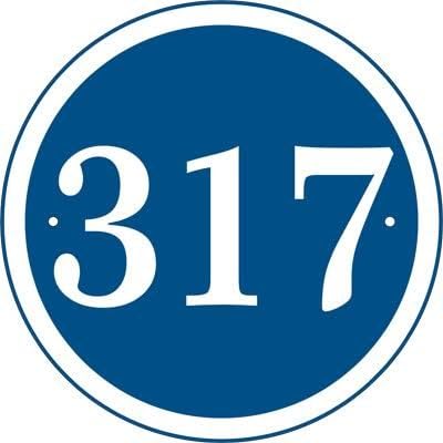 Comfort House Circle Address Plaque Displays Your House Number - Personalized Round Address Sign - Wall Mount - Optional Lawn Stake - # CRD08 Sky Blue with White Characters