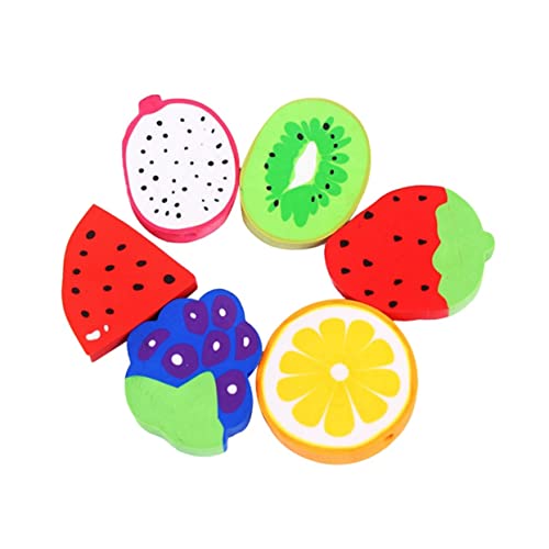 HOODANCOS Fruit Simulation Erasers 6pcs Pencil Eraser Soft Comfortable Creative Stationery Perfect for Kids Students Art Drawing