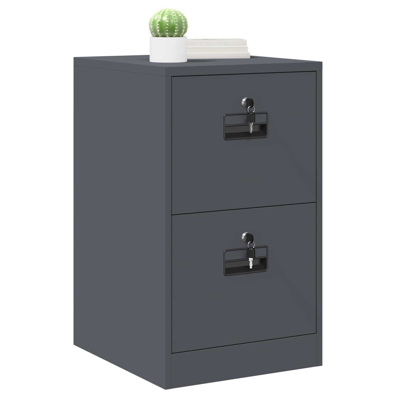 ACAGALA Armadio per File con Cassetto in Metallo, Cassettiera da Ufficio con 4 Cassetti, Mobile con Serratura Chiave, Armadietto Verticale per Documenti Metallo, 44x50x74,5 cm, Antracite