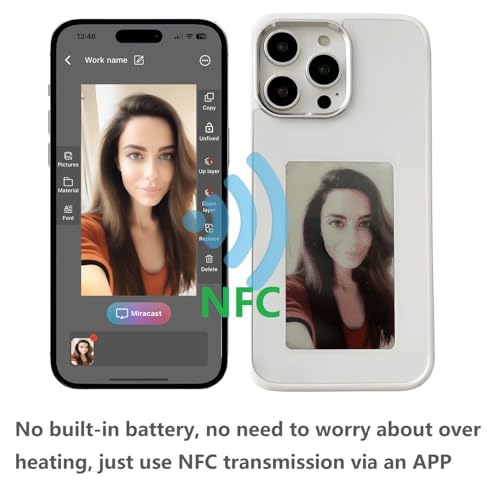 𝐃𝐈𝐘 𝐄-𝐈𝐧𝐤 Smart Phone Case Rear Projection Ink Case Customizable Instantly Display Photo Personalize Ink Phone Case Back Cover (White, iPhone 13 PRO)