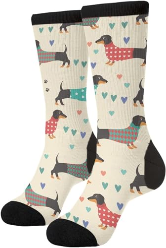 Calcetines de pared de graffiti, arte hip hop, novedosos calcetines casuales divertidos y locos, Lindos perros salchicha, Talla única