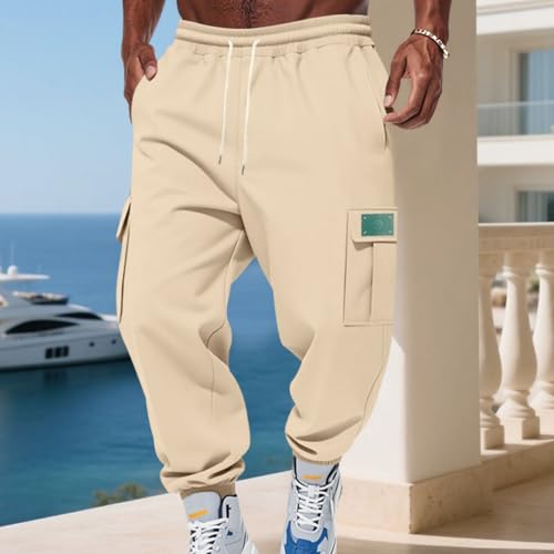 WENKOMG1 Men's Casual Cargo Joggers Fleece Lined Athletic Workout Outdoor Hiking Warm Sweatpants with Pockets, S-3XL2