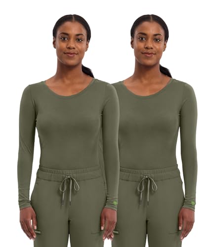 Image of Healing Hands Underscrub Long Sleeve Women Knits Scrub Tops | Soft Cotton Blend Knit, Breathable Stretch Comfort, Machine Wash, Easy Care Fabric, Ideal For Layering Under Scrubs