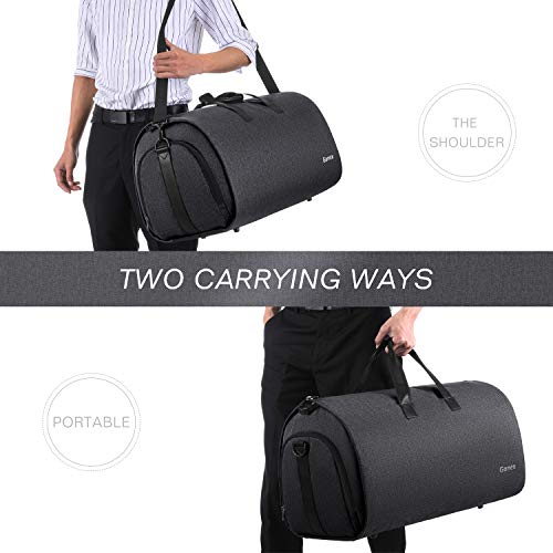 Gonex Garment Bag Carry on Duffle Suit Bag with Shoe Pocket, Convertible Hanging Duffel Travel Suitcase for Men Women Black