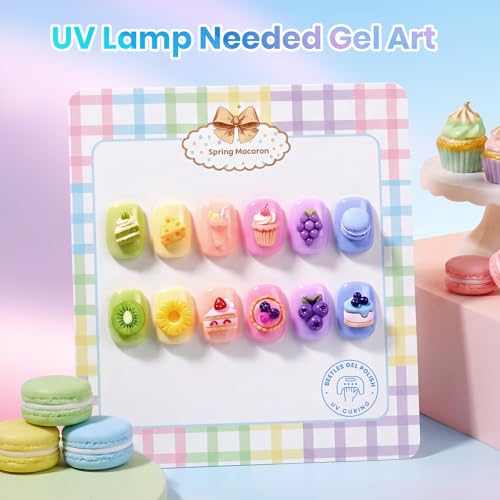 Image of Beetles Pastel Gel Polish Set - Spring Macaron Collection, 6 Colors 15ML Full Size Pastel Bright Colors Gel Polish with Color Swatch, Soak Off UV LED Nails Art Kit for Women