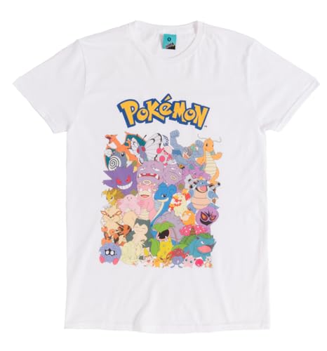T-shirt Pokémon blanc manches courtes col rond vêtement mode geek coton taille S à XXL