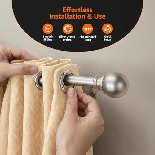 Image of Amazon Basics - Room Darkening Blackout Door Curtains, 100% Room Darkening | 5 Feet |Set of 2| Embossed | Self Deisgn |for Living Room and Bedroom | 115cmx 150cm, Color- Cream